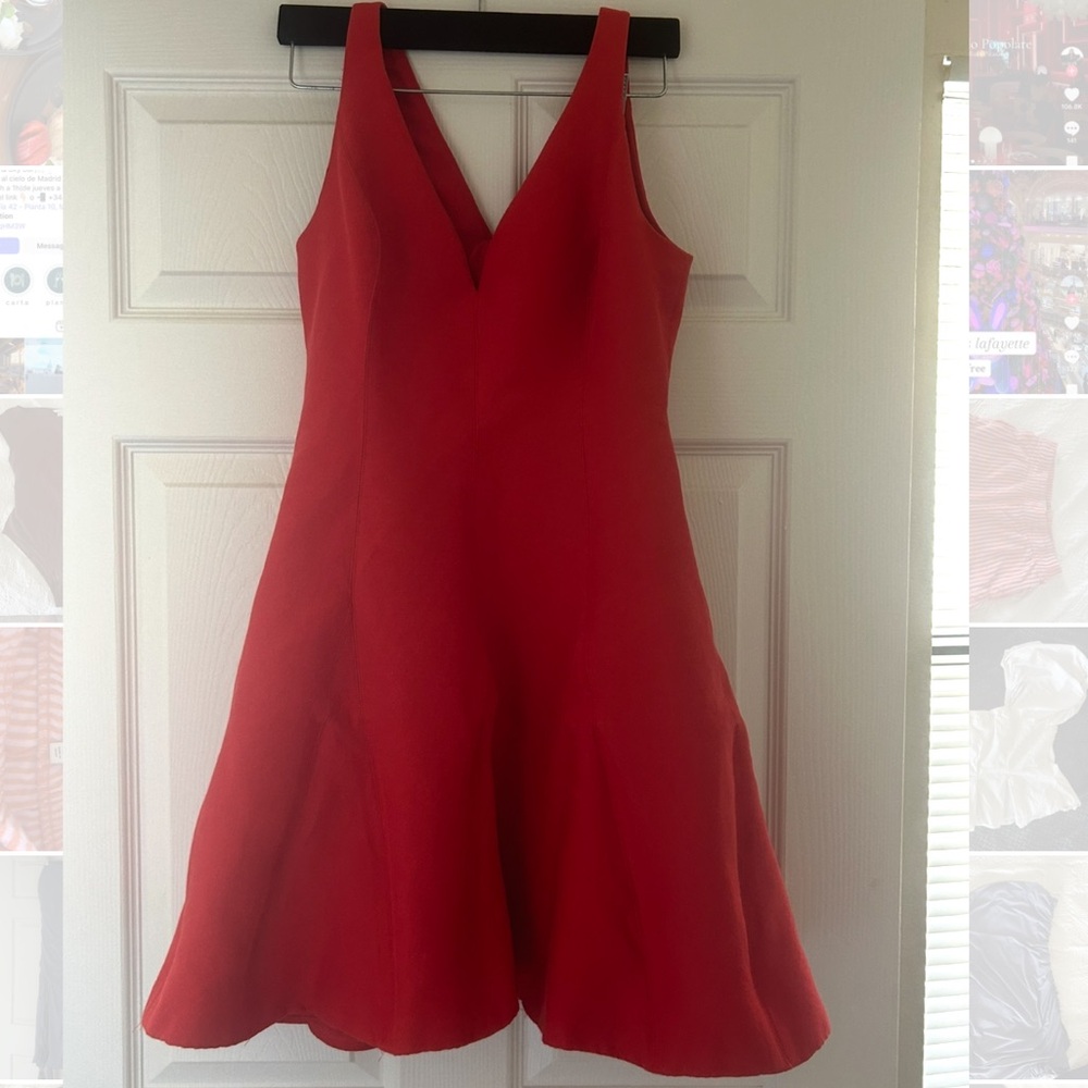 Halston Heritage Classic Red A-Line Dress
